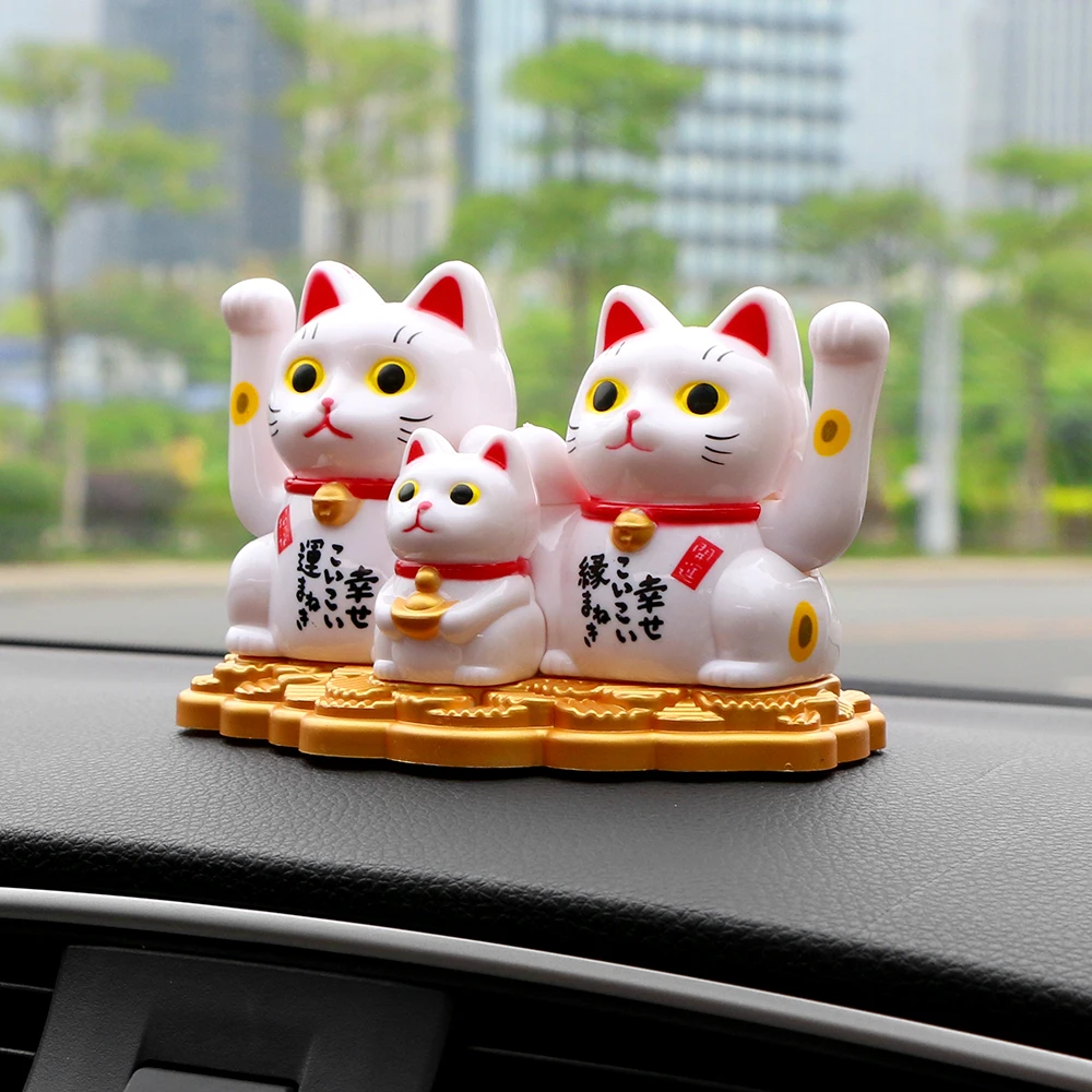 Автомобильные украшения ABS Lucky Cat, автомобильная интерьерная приборная панель, украшение, милая солнечная энергия, волнистая кошка, домашний декор, аксессуары