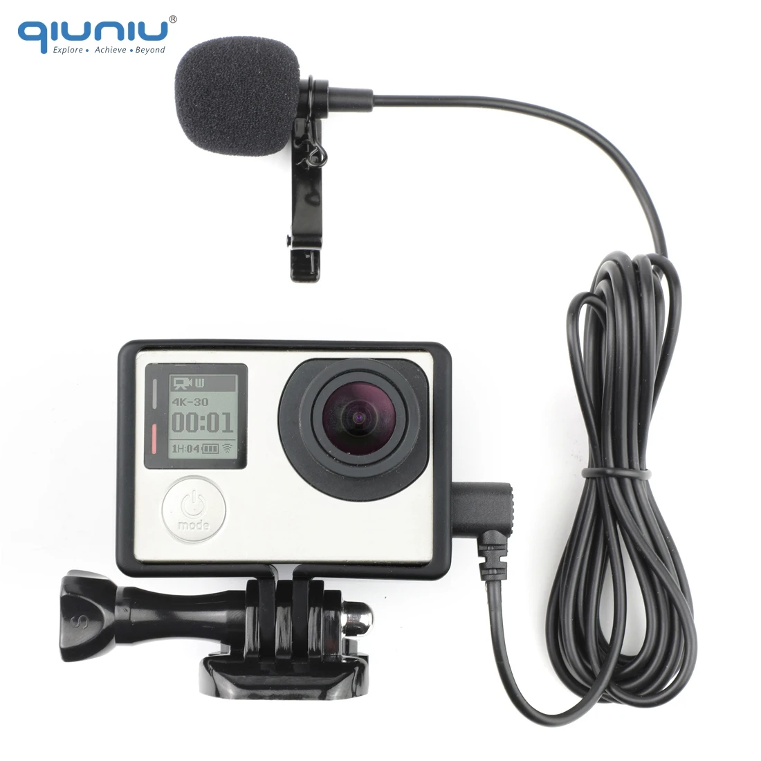 Внешний микрофон QIUNIU 2 м со стандартной рамкой защитный чехол накладка для GoPro Hero 3