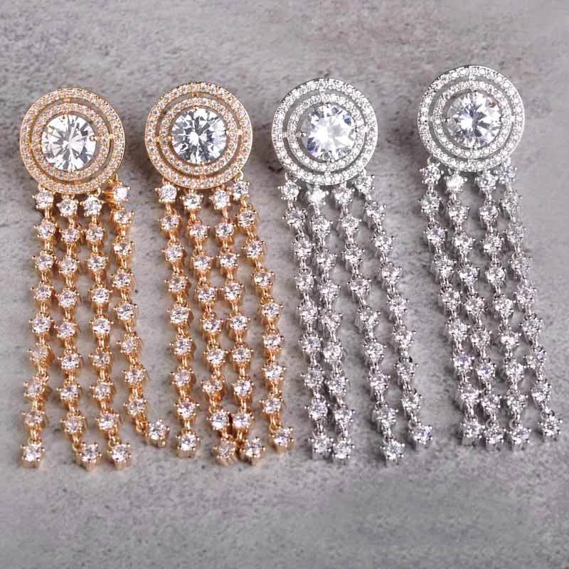 Висячие Серьги Для Женщин Роскошные CZ Циркон Медные Вечернее Платье Femme Серги