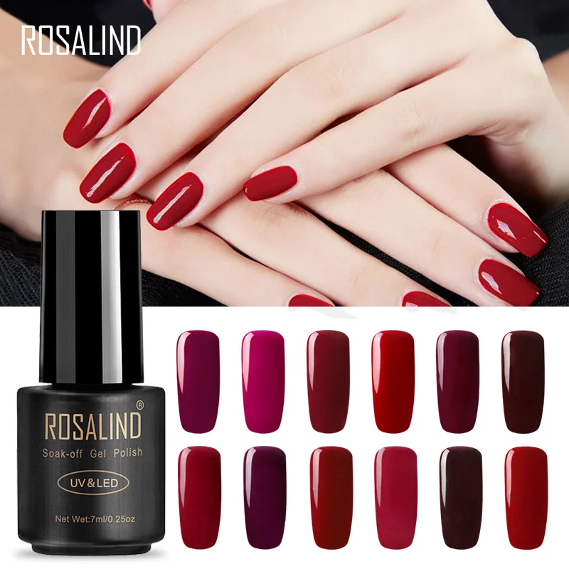 ROSALIND 7ML RED Color Series Nail Gel Polish UV LED Soak off Vernis Semi Permanent For | Красота и здоровье