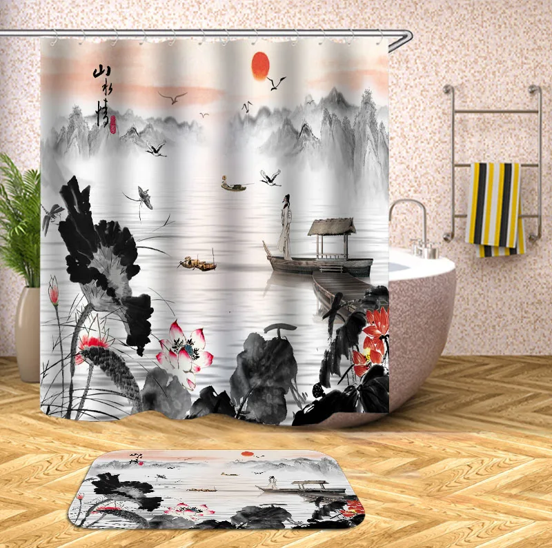 Домашний душевой занавес водостойкий материал для ванной специальный китайский