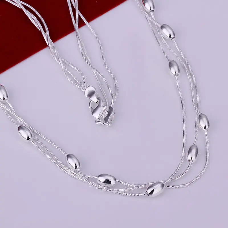Ожерелье из серебра 925 пробы с тремя линиями|925 silver necklace|fashion necklacejewelry necklace |