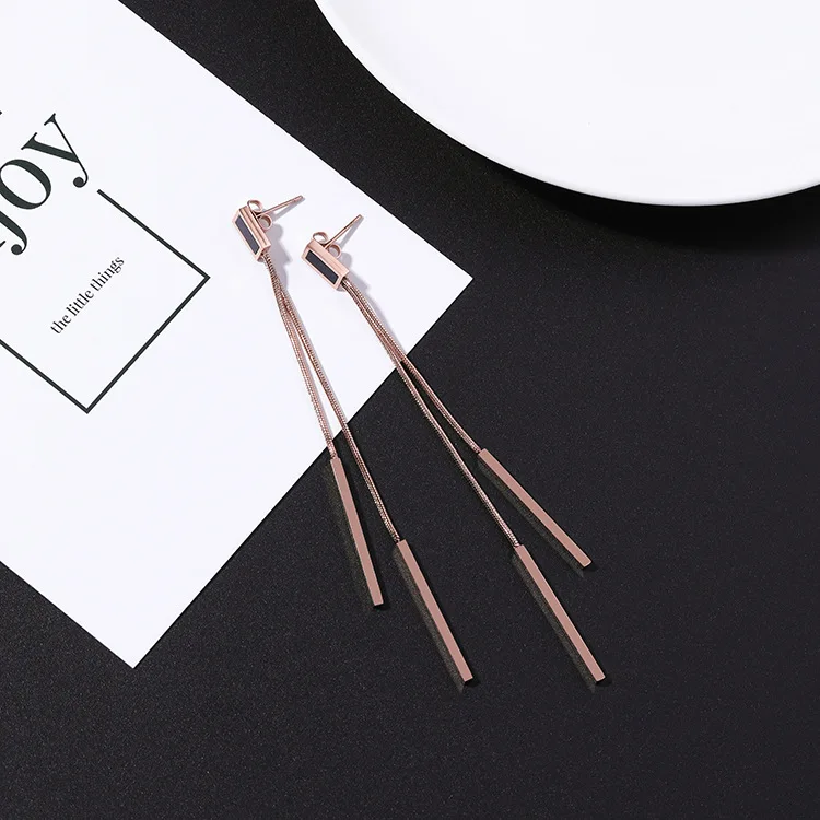 Серьги из нержавеющей стали с длинной квадратной цепочкой в Корейском стиле