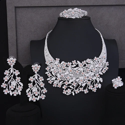 Silver Missvikki роскошный браслет кольцо для серьг и ожерелья ювелирный набор очаровательные женщины сценическое представление выпускного вечера вечерние аксессуары свадебный подарок - Окраска металла: Silver