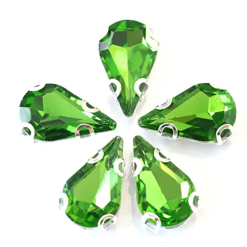 Emerald 20 шт., маленькие размеры, каплевидные цветные стеклянные пришивные стразы с D когтями, плоские красные капельки, швейные Стразы для одежды B1056 - Цвет: Emerald