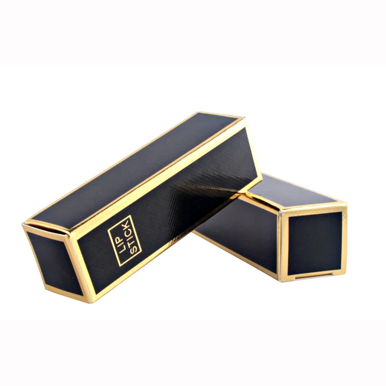 

100pcs DIY Kraft Paper Lipstick Tube Packaging Box Sqaure Black Top Grade Lip Balm Pipe Container Cardboard Lip Gloss Gift Box