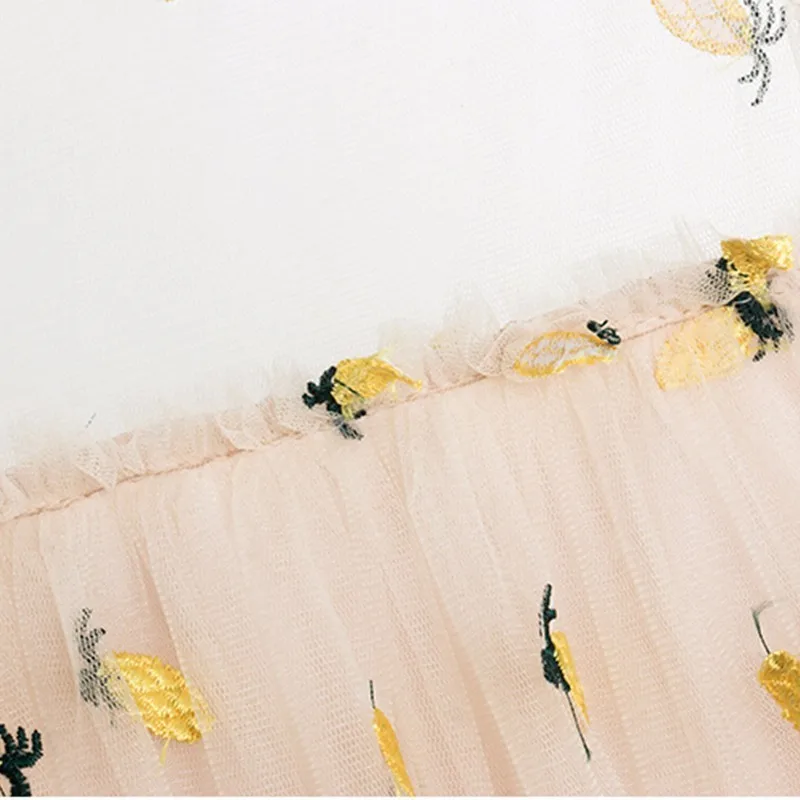 DOSOMA прозрачный тюль платье Для женщин Лето 2018 по колено с цветочной вышивкой Prairie