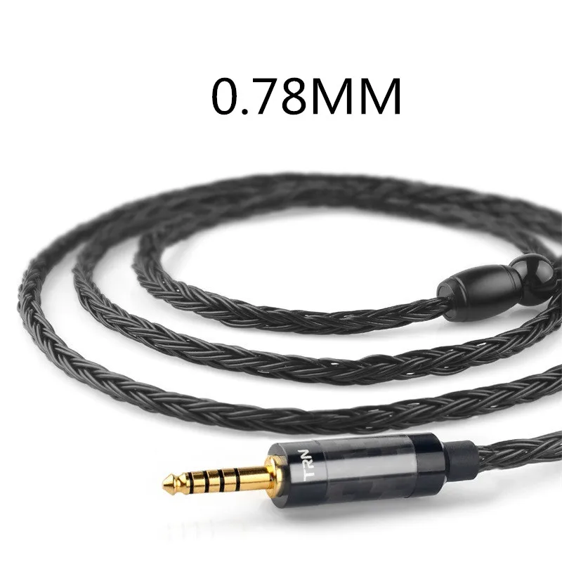 4.4mm 0.78MM Black TRN 16 Core 4,4 мм Баланс Обновление кабель наушники HIFI посеребренный медный кабель MMCX/2PIN 0,78 0,75 мм Интерфейс замена кабелей - Цвет: 4.4mm 0.78MM Black