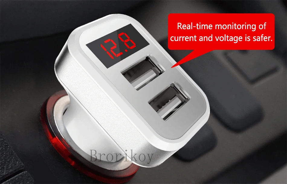 2 порта 2A USB Автомобильное зарядное устройство светодиодный экран Смарт-Авто адаптер для iPad iPhone samsung Автомобильное зарядное устройство мобильного телефона Eastion