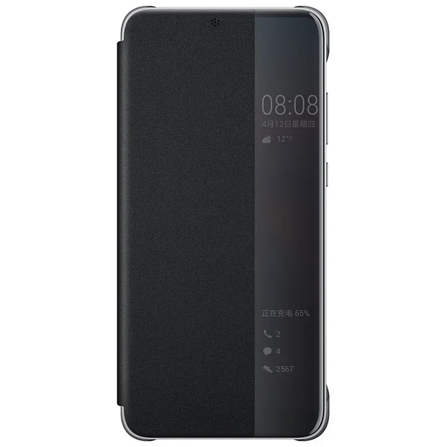 Black Чехол huawei P20 P20 pro, прозрачный, умный, сенсорный, флип-чехол,,, официальный, huawei P20 P20 Pro, кожаный, флип-чехол для телефона - Цвет: Black