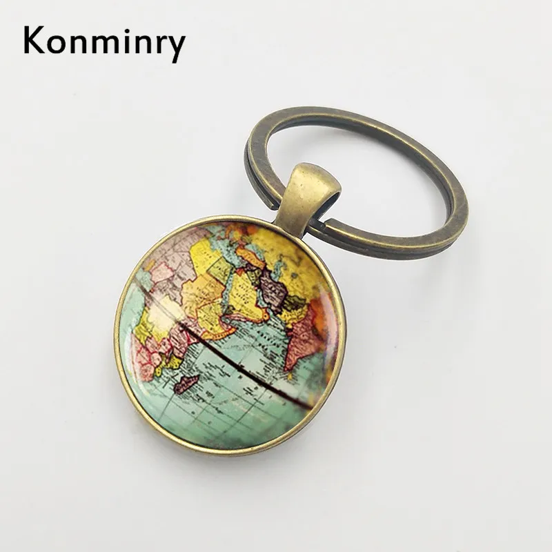 Konminry Винтаж карта мира африканский континент брелок Ближнего Востока круглый