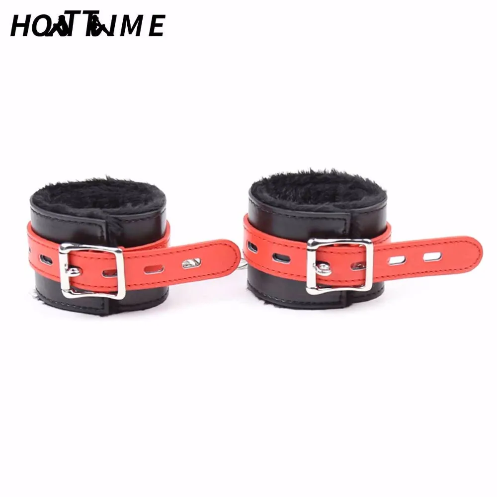 Мужской и Женский плюшевый наручник SM кожаный с заклепками на лодыжке секс