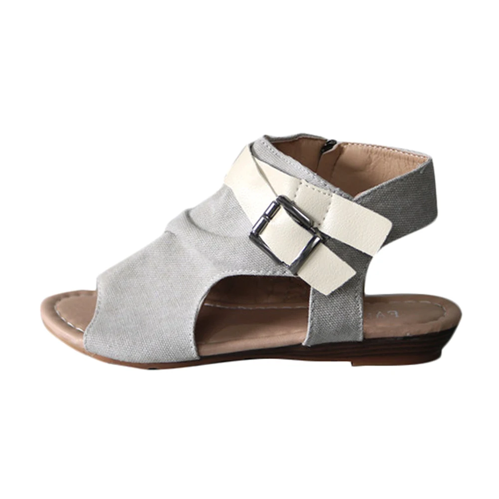 Женские сандалии на плоской подошве Гладиаторы с Т образным ремешком молнии в