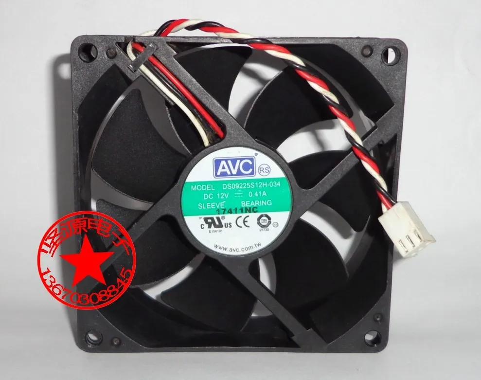 AVC DS09225S12H 034 сервер вентилятор DC 12V 0.41A защитного стекла 92x92x25 мм 3 провода|fan dc|cooling