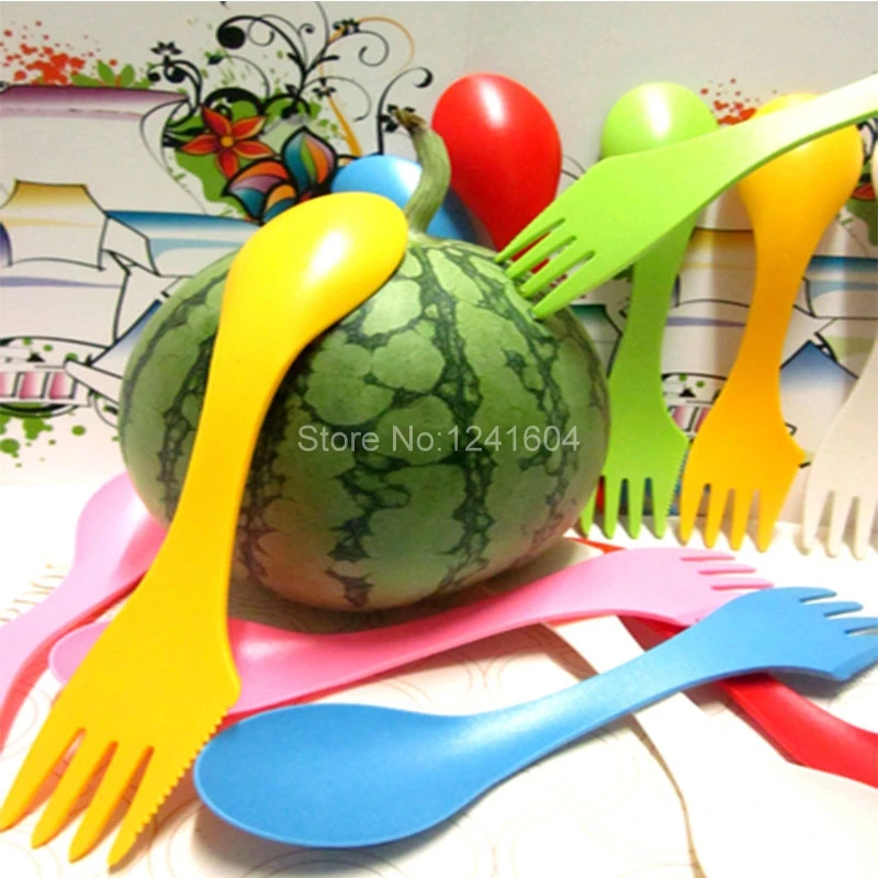 3 шт. в 1 прочная ложка вилка нож столовые приборы набор пластик для кемпинга