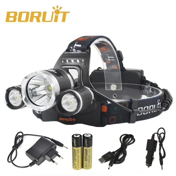 BORUIT 8000лм 3x XM-L2 светодиодный налобный фонарь+ 2X18650+ AC/USB зарядное устройство для велоспорта велосипедный фонарь на открытом воздухе Головной фонарь - Испускаемый цвет: E