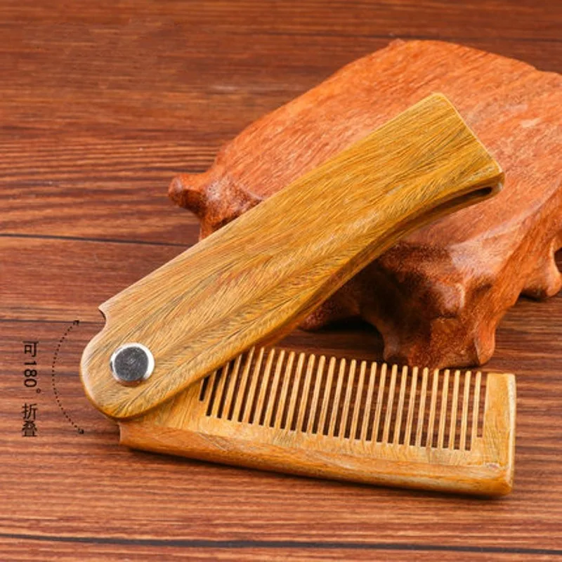 Green Sandalwood Comb Hair Loss Natural Massage Anti Folding Combs Children Portable Mini Travel Small Hairbrush Wooden Fold