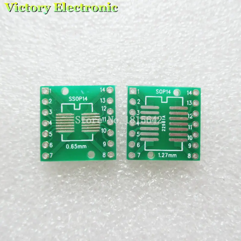 

20PCS/Lot SOP14 SSOP14 TSSOP14 to DIP14 Pinboard SMD To DIP Adapter 0.65mm/1.27mm to 2.54mm DIP Pin Pitch PCB Board