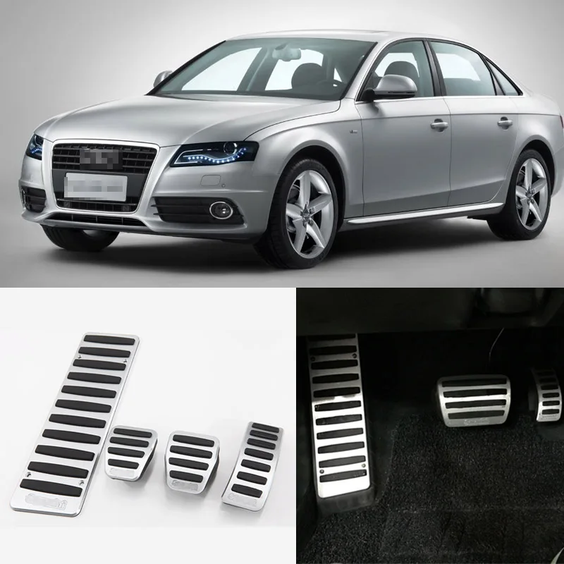 4 шт. алюминиевые Нескользящие подставки для Audi A4L 2009 2017 MT|brake pedal cover|pedal coverbrake |