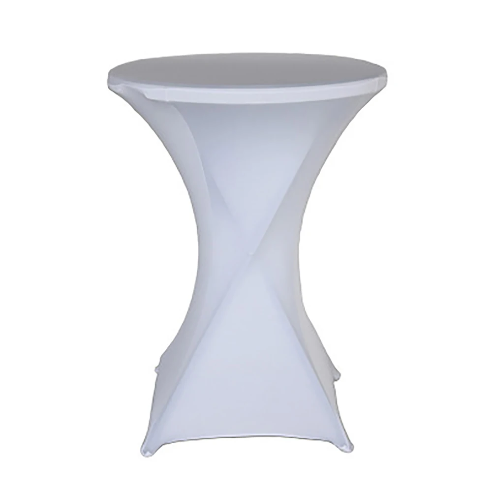 60cm white Эластичный чехол для коктейльного стола 60/80 см высота стрейч спандекс ткань панель для свадьбы отель скатерть декоративная высокого качества - Цвет: 60cm white