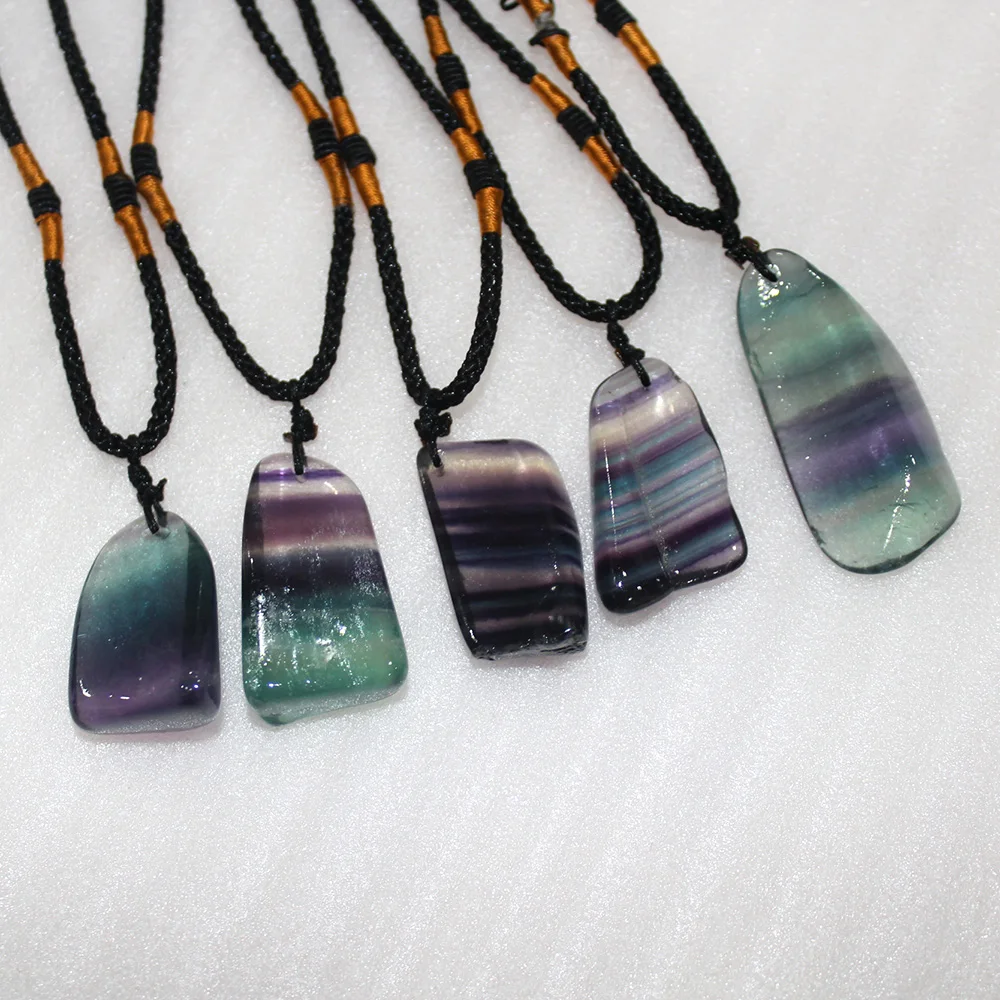 1 шт. подвеска из натурального кристалла ожерелье цветного флюорита кварцевые