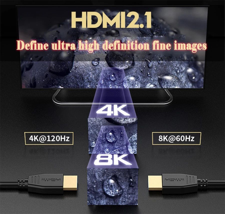 Кабель HDMI 2 1 8K поддержка при 120 Гц HDR/высокая скорость 48 Гбит/с/4:4:4/3D/UHD/eARC кабель