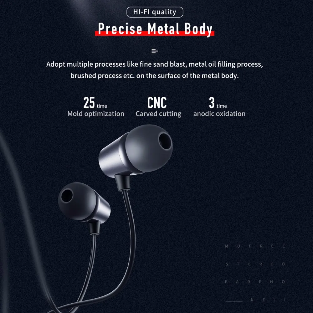 Проводные наушники вкладыши ROCKSPACE Mufree II эргономичные Hi Fi с насыщенными басами и