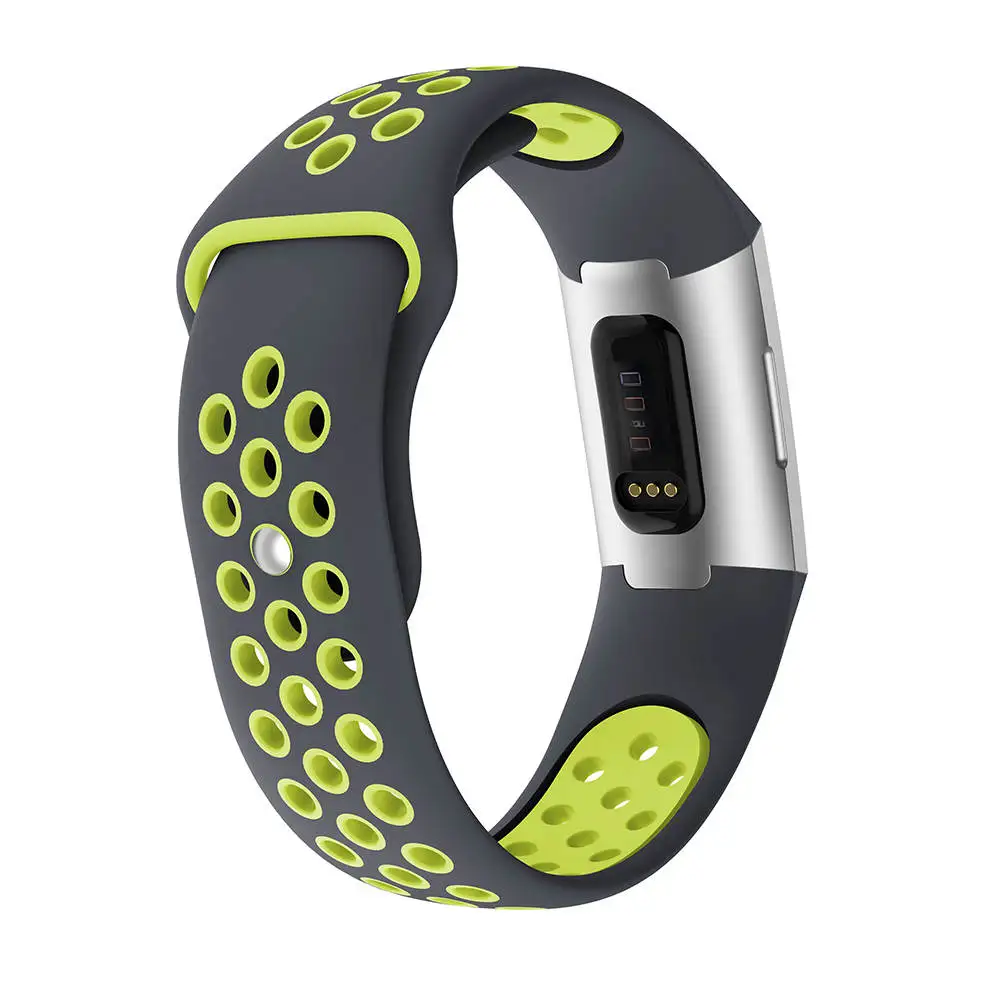 Gray Lime Красочные спортивные силиконовые браслеты для Fitbit Charge 3, браслет на запястье, ремешок для часов, ремешок для Fitbit Charge 3, аксессуары, ТПУ Мягкие полосы - Цвет ремешка: Gray Lime