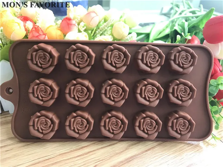 

1PCS 15-even Rose Flowers Shaped Silicone Chocolate Mold Cookware Baking Tool Kitchenware Fondant Cake Decoration Tool E810