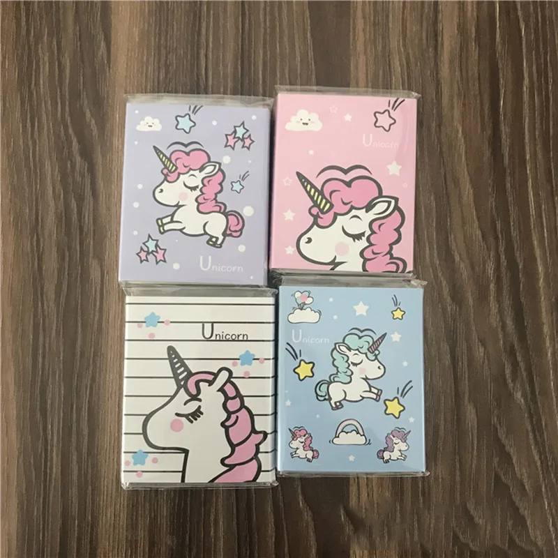 Милый кавайный мультяшный Единорог блокнот для заметок 4 сложения девочек