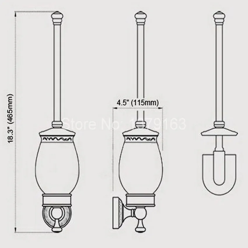 Черная бронзовая настенная щетка для унитаза с держателем белая керамическая