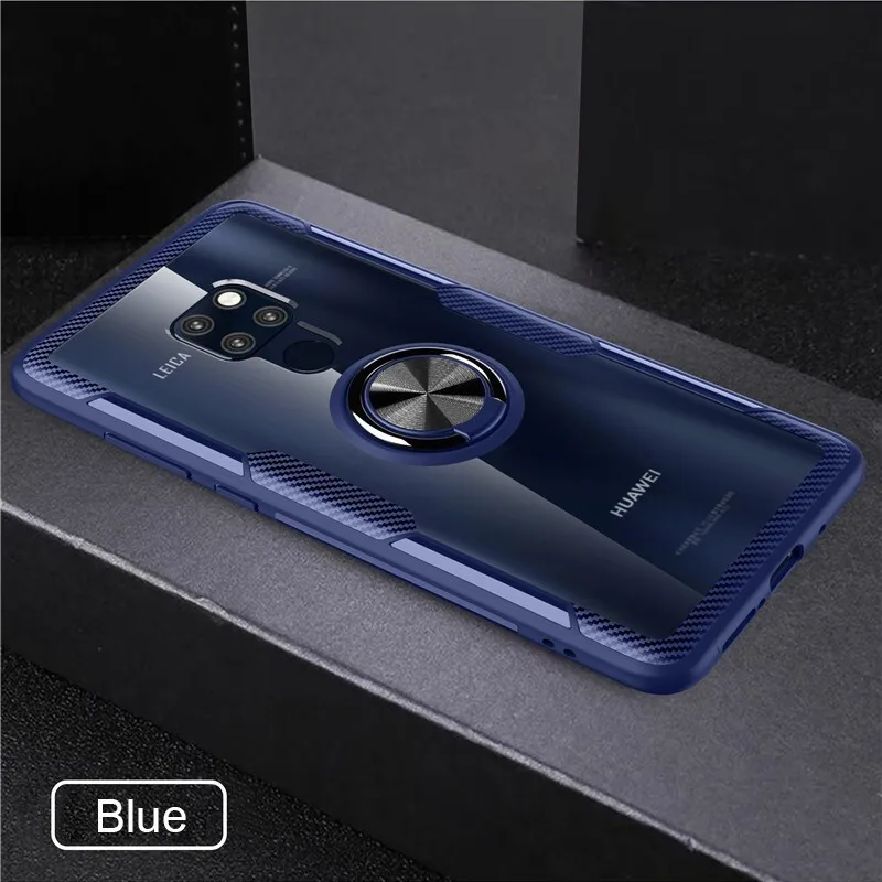 Blue Для мобильного телефона huawei чехол прозрачное кольцо Пряжка держатель для huawei mate20 mate20pro mate20X чехол задняя крышка чехол - Цвет: Blue