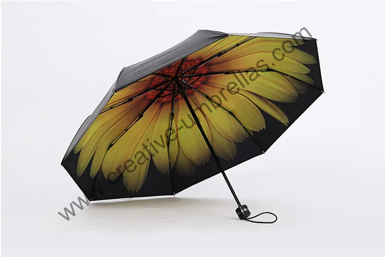 2pc/lot  240T pongee 5 times black coating UV protecting  alloy fiberglass visible real  double layers daisy mini parasol