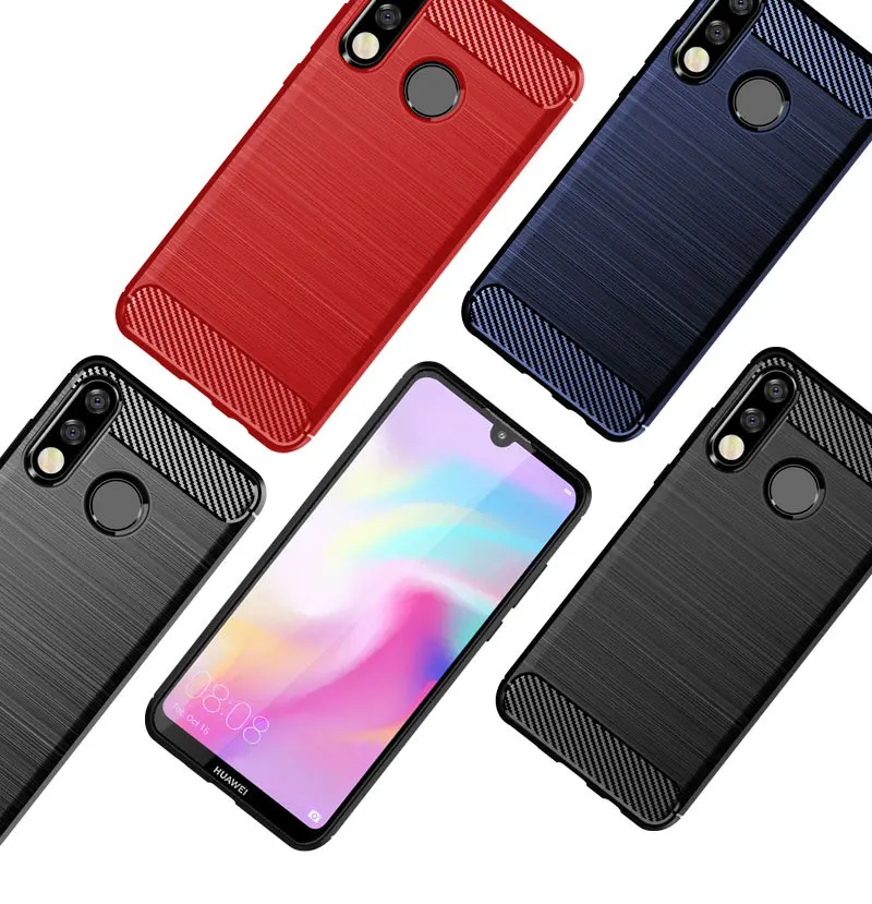 Чехол QAZ Maggie Huawei P30 Lite силиконовый мягкий ТПУ матовый чехол из углеродного волокна