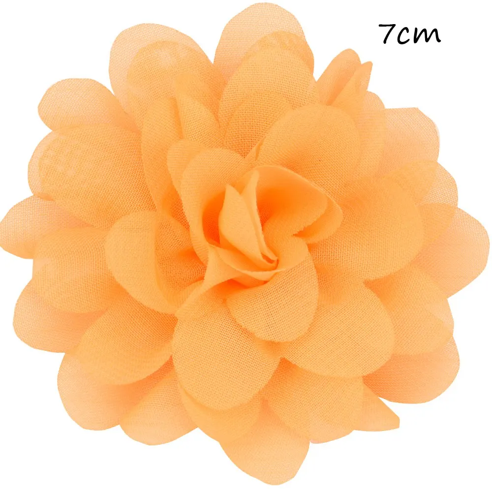 Orange 22 шт. Сатиновые Цветы DIY аксессуары для волос тканевые цветы 7 см шифоновые цветочные аксессуары для волос повязка на голову без бантов без заколки - Цвет: Orange