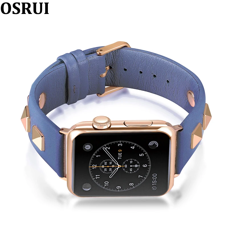 Кожаный ремешок для apple watch band 4 correa 44 мм 40 мм iwatch 38 мм 42 мм серия 4 3 2 браслет с заклепками аксессуары для apple watch