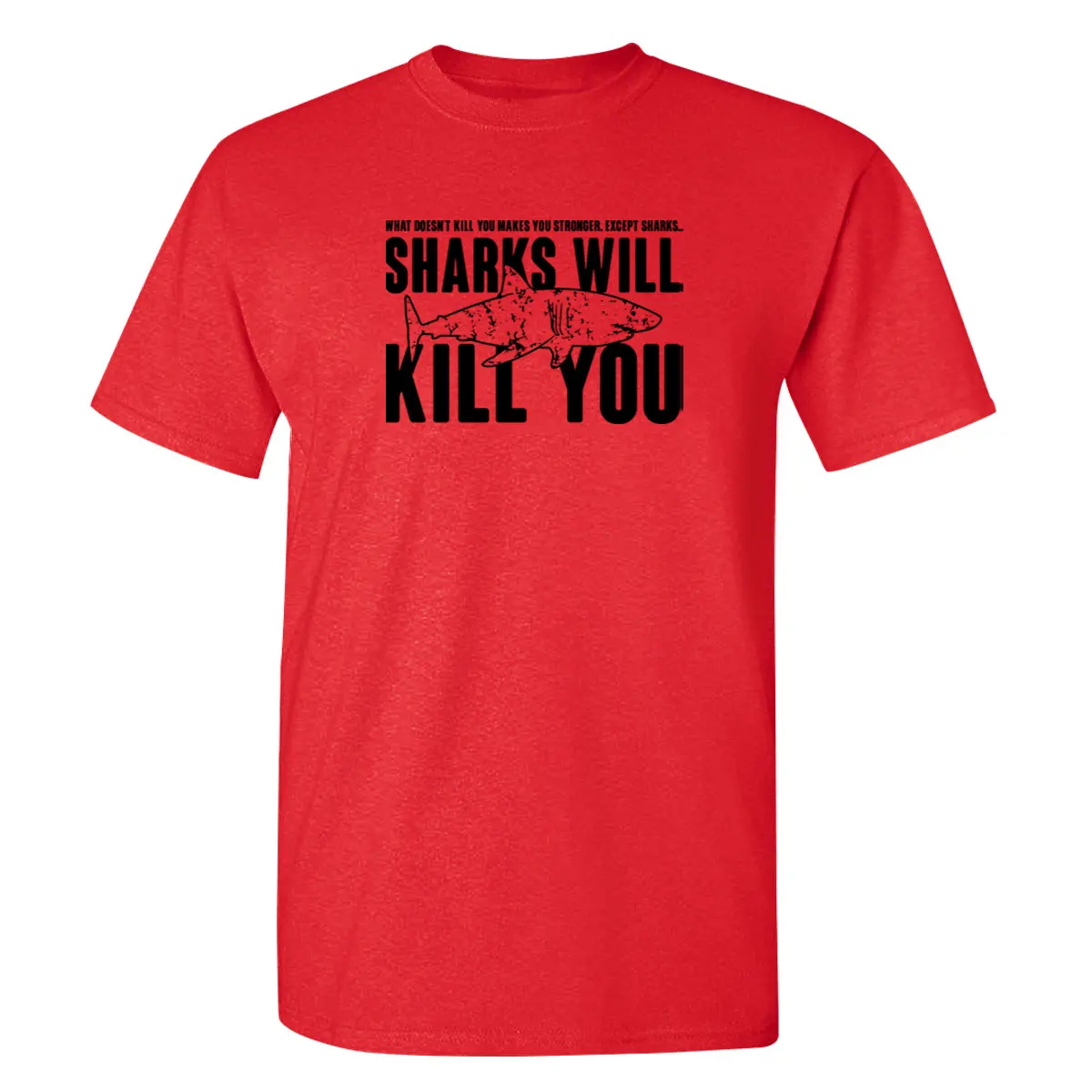 Футболка мужская с забавным принтом Shark WILL KILL YOU модный топ из чистого хлопка в