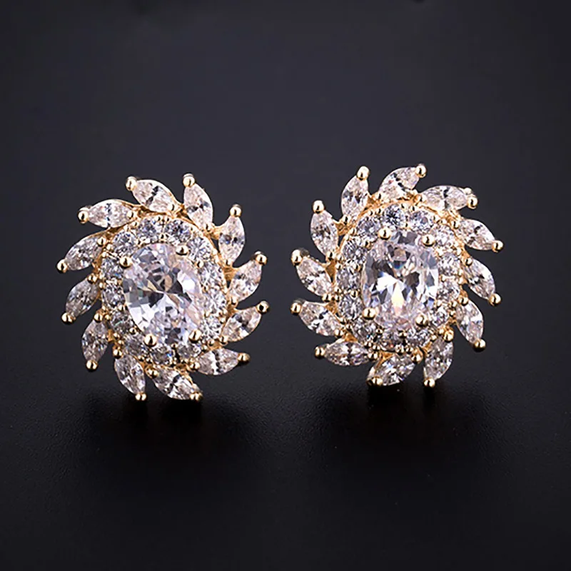 Mchic роскошные изысканные CZ солнечные цветы серьги-гвоздики серьги из кубического
