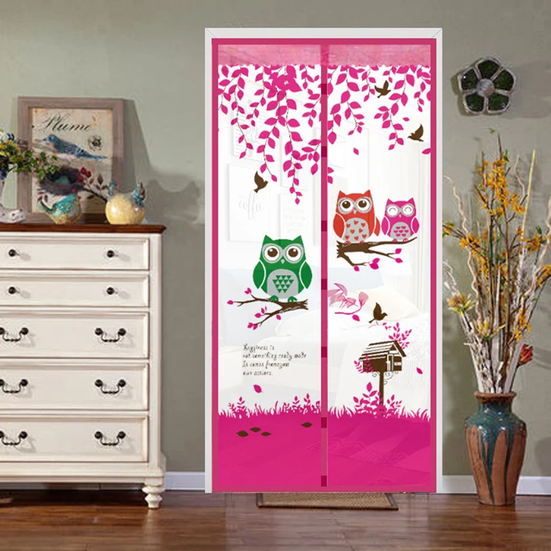Магнитная занавеска s для двери Тюлевая С совами/птицами защита от комаров с
