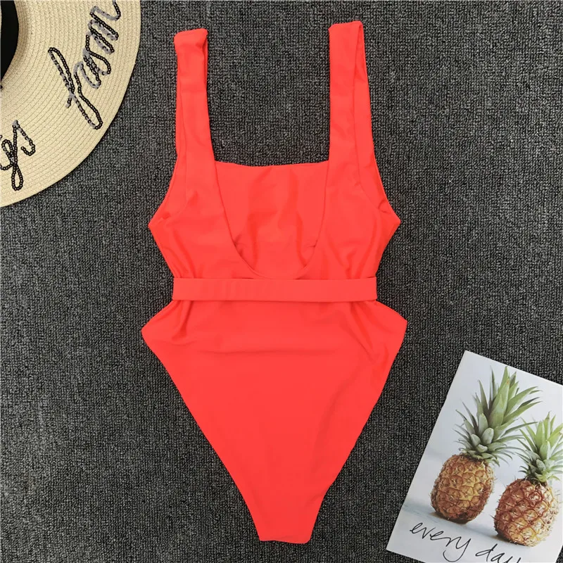 Bikini 2019 Swimming Suit For Women Sexy Simple Belt Red One Piece Swimsuit Summer Beach Swimwear | Спорт и развлечения