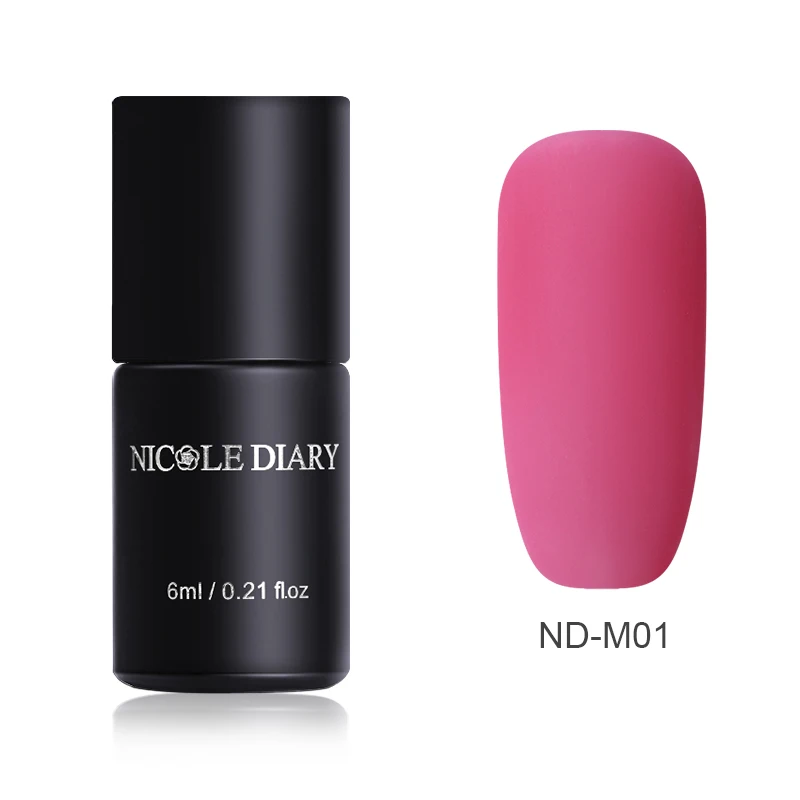ND-M01 NICOLE DIARY 6 мл матовый одношаговый УФ-Гель-лак цветной розовый черный замачиваемый УФ-Гель-лак стойкий дизайн ногтей - Цвет: ND-M01