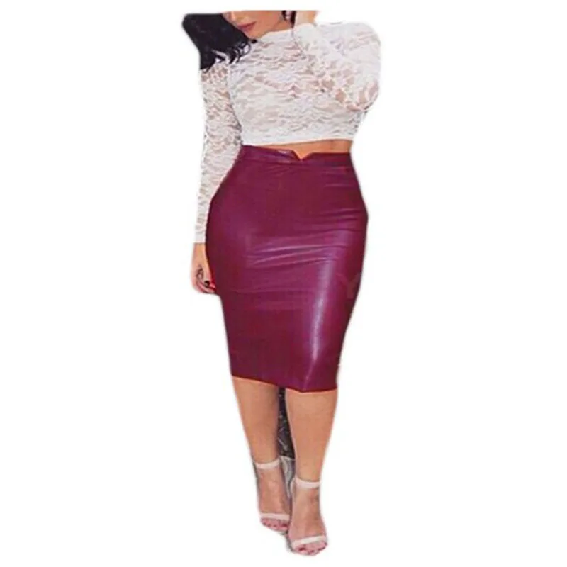 2017 Для женщин из мягкой искусственной кожи юбка Высокая талия тонкие бедра Юбки