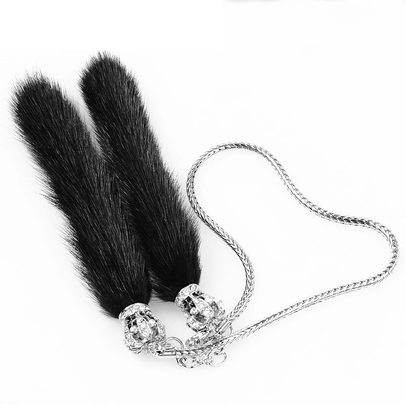 Алмазная корона автомобиля зеркало заднего вида норковые волосы милые Стразы