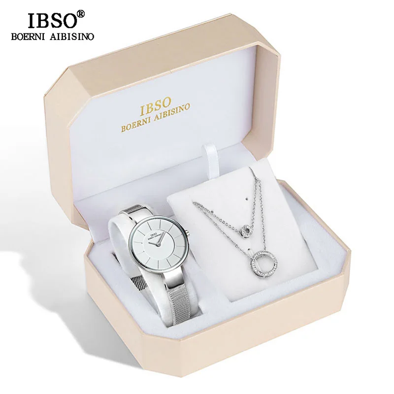 Бренд IBSO креативные кварцевые женские часы ожерелье серьги комплект наручные с