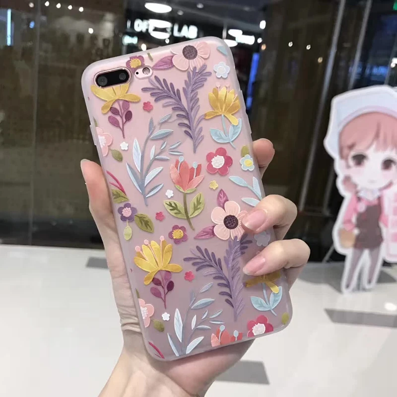 Новый ультра тонкий 3D рельефный милый чехол для iPhone 7 6 6S Plus мягкий силиконовый