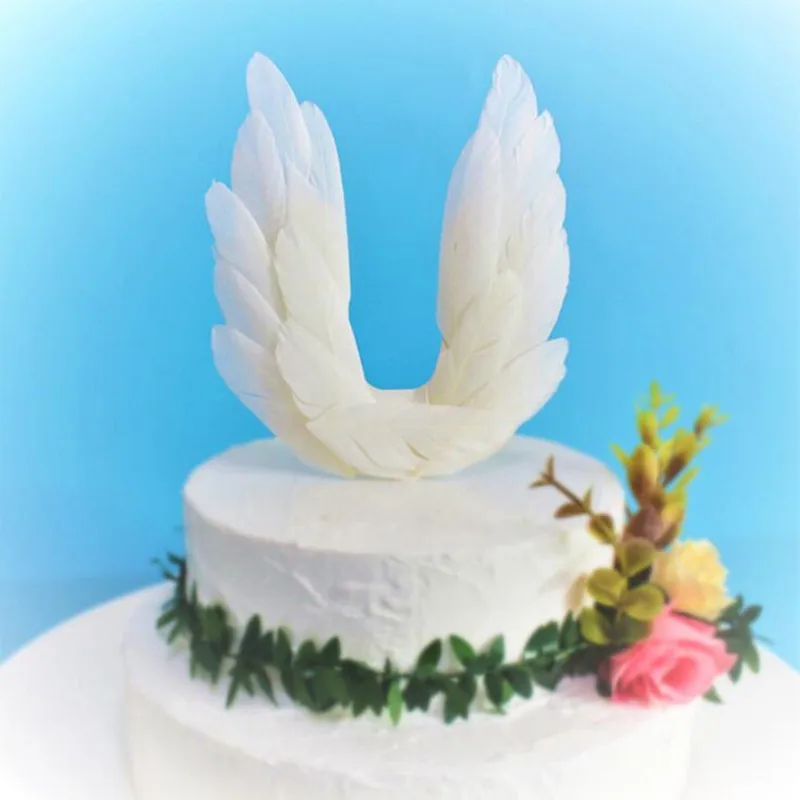 Light Up White Feather Angel Wing Cake Topper Cupcake Toppers Children Girls Party home decor wedding birthday | Дом и сад