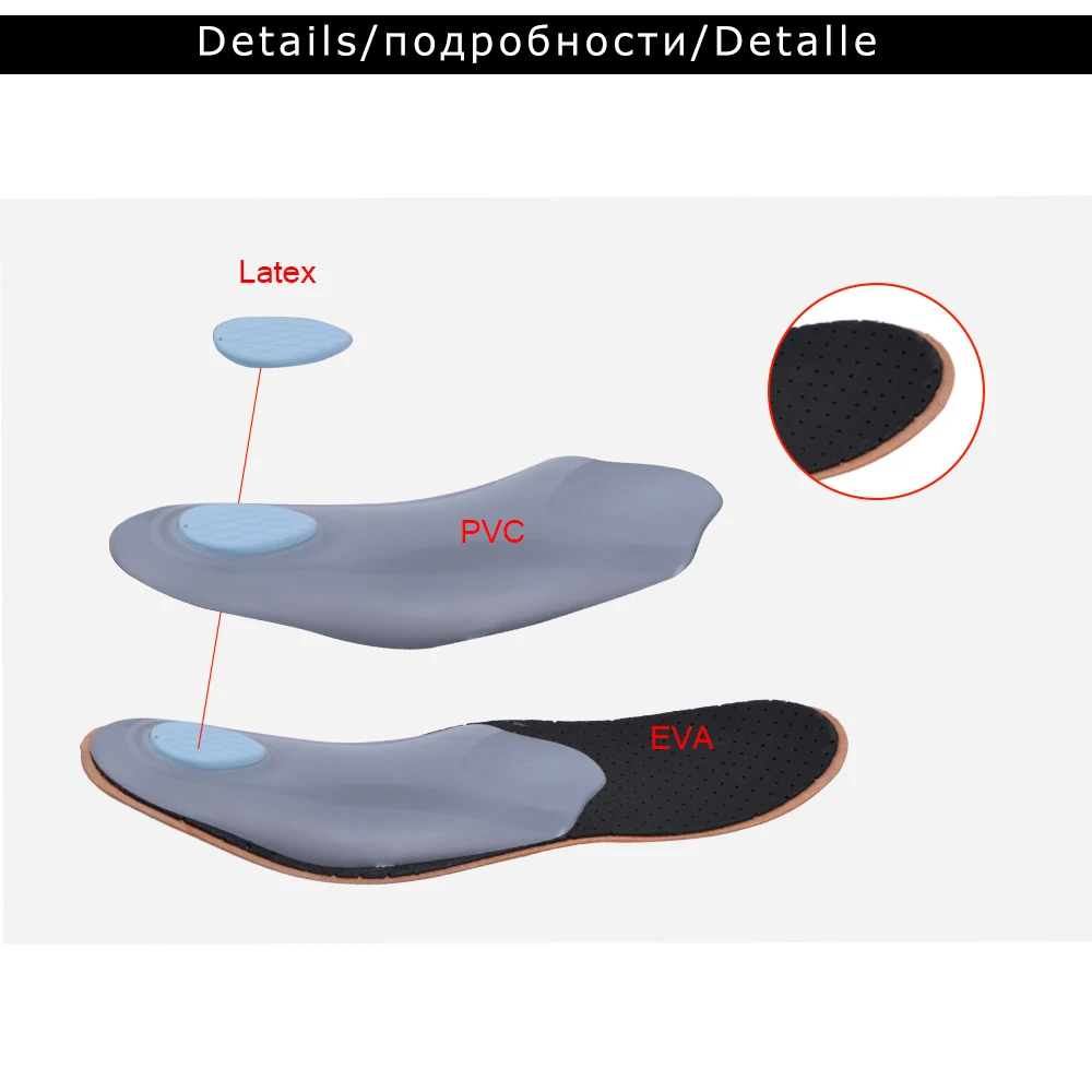 EXPfoot  Orthopedic Foot Care Insole Leather Latex Antibacterial Active Carbon Orthotic Arch Support Instep Flat Foot Shoes Pad