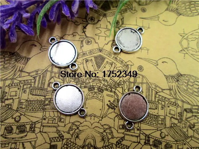 40 шт.-Античные тибетские серебряные подвески с кабошоном Очаровательные