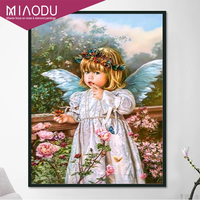 Miaodu 5d Diy Алмазная вышивка крестиком вышитый бриллиантами Ангел Девушка картина настенный стикер с пейзажем полная Алмазная мозаика