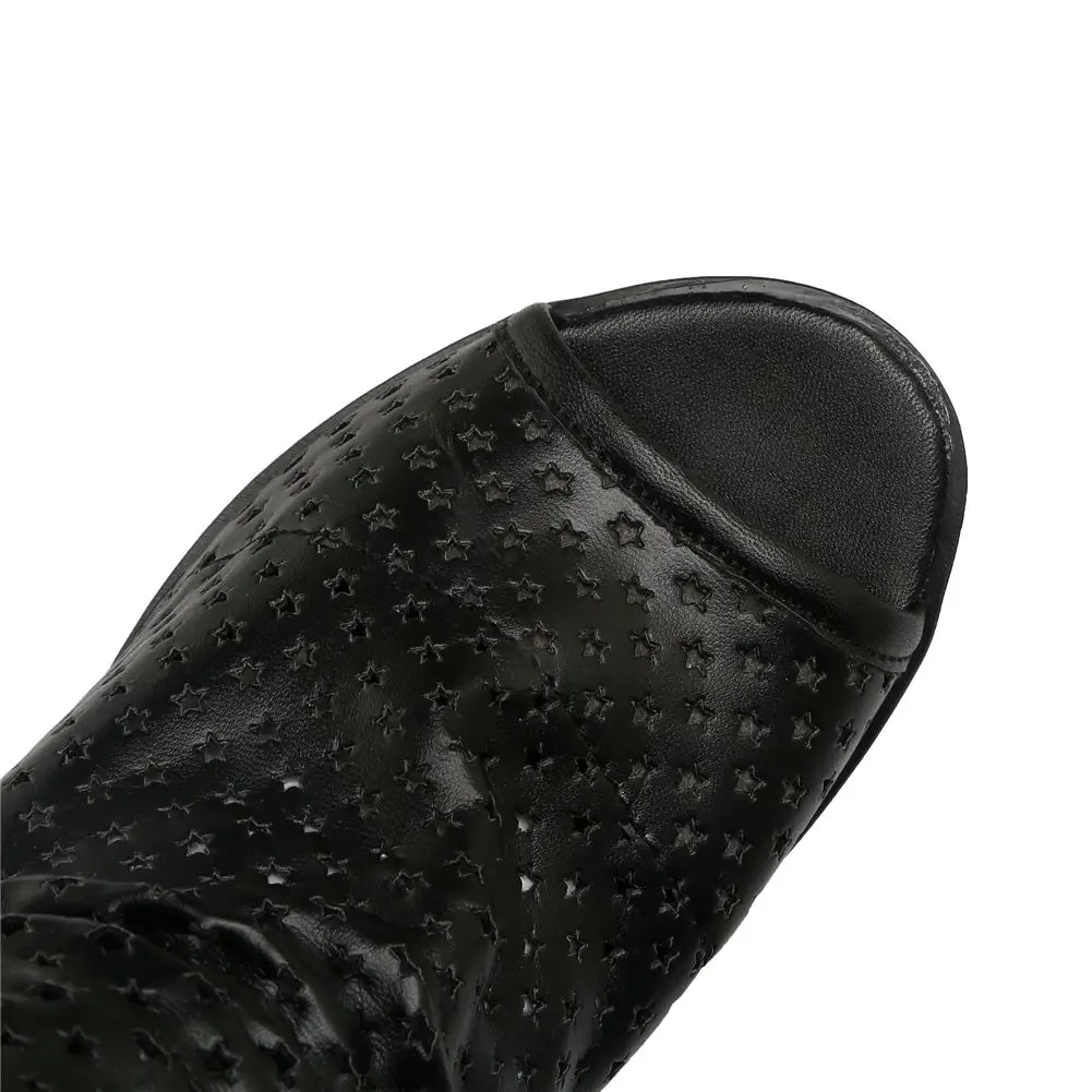 Fashion hollow gladiator Peep toe knee high Boots Woman leisure height increasing summer Boots Woman women shoes